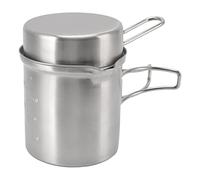 Aramox Juego de Ollas para Cocinar con Estufa de Leña para Exteriores, Juego de Ollas Portátiles a Prueba de Viento de Acero Inoxidable, Olla Plegable para Acampar, 11 X 15,5 Cm para Senderismo,