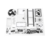 Aramox Juego de Sellos de Goma de Silicona Diseños de Tarjetas Postales de Mapa de la Tierra Transparente 18 X 14 Cm Patrones Reorganizables Fáciles de Despegar y Tinta para Tarjetas de Felicitación