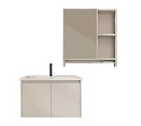 Aramox Juego de Tocador y Lavabo de Baño Space Juego de Tocador de Baño de Aluminio con Lavabo, de Cerámica, 24,0 X 18,9 X 15,4 Pulgadas, Combo de Gabinete de Pared para el de la Oficina en el Hogar