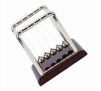 Aramox Juguete de Escritorio de Equilibrio de Péndulo Bola de Movimiento Oscilante de Metal con Base de ABS y Bolas de Metal Sólido Grande 17,5 X 14,7 X 18 Cm Decoración de Escritorio de Educación