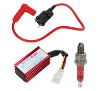Aramox Kit de Caja CDI de Bobina de Encendido, Bobina de Encendido de Carreras de Aluminio de 5 Pines AC CDI A7TC Bujía para 50 70 90 110 125 140 150 Pit Dirt Trail Motor Bike Mot