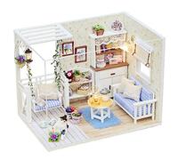 Aramox Kit de Casa de Muñecas DIY en Miniatura de Madera con Muebles de Regalo, Fomenta la Creatividad y el Aprendizaje de los Niños, 17x13x12cm Reflejos de Pintura Colorida
