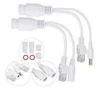 Aramox Kit de Inyector PoE de 12 V Adaptador de Alimentación Pasiva a Través de Ethernet con Cable Divisor para Cámaras IP Sistemas CCTV Conversión de Voltaje Conectividad Simplificada de Doble