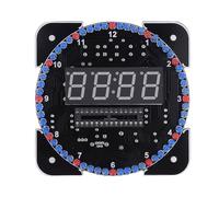Aramox Kit de Reloj Digital LED, Conjunto de Reloj de Temperatura con Rotación de Luz Multifunción para el Hogar, Oficina y Escuela (Piezas verdes + cable de alimentación)