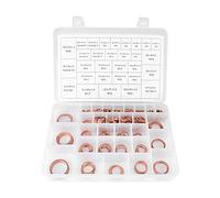 Aramox Kit Surtido de Arandelas de Cobre de 570 Piezas, 30 Tamaños, Arandela Métrica Aplastante de Sellado Plano con Caja de Plástico, Junta de Tapón de Drenaje de Aceite para Sistemas