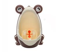 Aramox Lindo Orinal de Entrenamiento para Ir Al Baño con Forma de Rana, Material de PP Ecológico, Punto de Mira Divertido para Niños, Diseño de Ventosa para Niños de 8 Meses a (Café+beige)