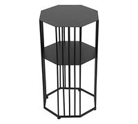 Aramox Mesa Lateral de 2 Capas, Mesa de café Marco Metal Negro 25.2x13.8x13.8in, Capacidad Carga 100 Kg, Adecuada para Sala Estar, Dormitorio, con Diseño Versátil, para Uso Multifuncional