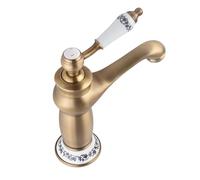 Aramox Mezclador de una Sola Manija de Latón Patrón Floral Base de Válvula de 35 Mm con Mangueras para la Cuenca del Baño (Antigüedad)