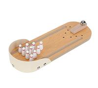 Aramox Mini Juego de Bolos de Mesa de Escritorio, Juguete de Bolos de Mesa de Madera de 29,5 X 10 X 4 Cm, Juego de Bolas de Acero Flick, de Escritorio de Fiesta Familiar para Niños y Adultos