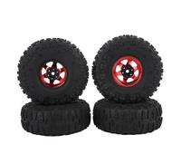 Aramox Neumático RC de 1,9 Pulgadas, Juego de Neumáticos Trepador de Control Remoto, Neumáticos de Goma con Llantas de Metal, Absorción de Impacto de 122x48mm para SCX10 D90 HPI (Rojo)