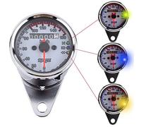 Aramox Odómetro Motocicleta Retroiluminación LED Velocímetro Calibre Negro, Construcción de Metal, Lecturas Digitales Precisas, Ajuste Universal para la Mayoría de Motocicletas 12 V (harina)