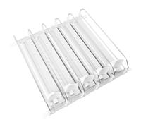 Aramox Organizador de Bebidas para Refrigerador, Dispensador de Latas de Refresco Autoempujable ABS, Paquete de 5 Pistas de Deslizamiento Ajustables, Reabastecimiento con una Mano, Alimentación