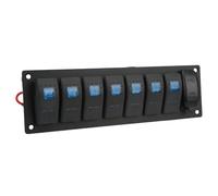 Aramox Panel de Interruptor Basculante, Panel de Interruptor de Palanca Marino de 7 Bandas de Aluminio ABS, Cargador USB Dual Impermeable IP66 Retroiluminado Azul 12 V 24 V para Coche RV SUV ATV UTV