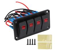 Aramox Panel de Interruptores Basculantes, Panel de Interruptores Basculantes Interruptor Basculante Precableado Rojo de 4 Entradas con 2 uds. Adhesivo para Envío de Automóviles