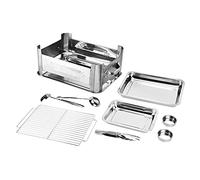 Aramox Parrilla para Barbacoa Parrilla de Carbón para Barbacoa de Acero Inoxidable 33,3 X 24,5 X 14,3 Cm Rejilla Rectangular para Pescado con Asas Laterales Compacta para Acampar Picnics Cocinar en