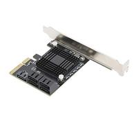 Aramox PCIe a 5 Puertos III Tarjeta de Expansión, Chip JMB585 | Interfaz PCIe 4X, soporte Hot Swap, monitor LED azul, compatible con OS X 7/8/10, Plug and Play