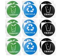 Aramox Pegatina de Basura 60pcs, Verde Azul Negro, Fácil de Desgarro, Reutilización, Resistente, Colores Vívidos Capta la Atención, Clasifica Fácilmente, Adhesivo, una Aplicación de Superficie