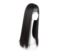Aramox Peluca Recta Negra con Flequillo, Pelo Largo Sintético Resistente Al Calor para Mujer, Perfecta para Cosplay y Uso Diario 28,3 Pulgadas