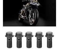 Aramox Pernos Banjo de Freno de Motocicleta, Material de Hierro, Kit de 5 Piezas con 10 Arandelas, Perfecto para Conexiones de Manguera de Radiador y Cilindro Maestro de Pinza (M10×1,25 mm)