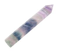 Aramox Pilar de Cuarzo de Cristal Natural con Punta de Fluorita de Cristal, Prisma Facetado de 6 a 7 Cm para Meditación, Decoración del Hogar y Exhibición de Bolsillo, Equilibrio de Pensamientos,