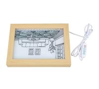 Aramox Pintura de Luz Decorativa LED, Pintura Iluminada con Enchufe USB con Marco de Madera y Guía Acrílica, 3 Modos de Luz Regulables para Decoración de Pared o Escritorio para Sala de Estar y