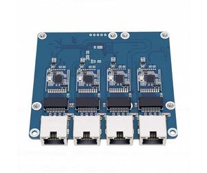 Aramox Placa PCIe a Gigabit Ethernet de 4 Puertos para Chipset RasPi 5 RTL8153 Plug and Play No Requiere Controlador PCIe Gen2 X1 para Proyectos de Red de Servidor NAS de Enrutador