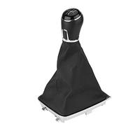 Aramox Pomo de Cambio de Palanca de 5 Velocidades con Cubierta de Polaina de Cuero Artificial Negro para 7 MK7 2013-2018