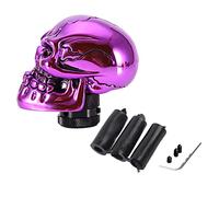 Aramox Pomo de Palanca de Cambios de Coche, Pomo de Palanca de Cambios de Calavera de Resina Fundida en Frío, de Manual Universal con Adaptadores de 8 Mm, 10 Mm, 12, 70 para Conductores de (PURPLE)