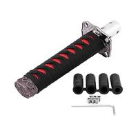 Aramox Pomo de Palanca de Cambios Palanca de Cambios Estilo Katana de Acero Al Carbono y Madera de 20 Cm con 4 Adaptadores para Coches Manuales y Automáticos JDM Drift Interior para Conductores