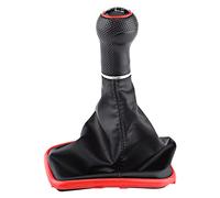 Aramox Pomo de Palanca de de Coche de 5 Velocidades, Pomo de Palanca de de Plástico Negro con Borde Rojo y Polaina de Cuero Sintético, Ajuste Directo, Fácil Instalación, para MK4 1999