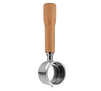 Aramox Portafiltro de café sin Fondo de 51 Mm de Acero Inoxidable con de Madera Filtro sin Fondo para 3 Orejas de una Sola Capa para Uso Doméstico Dedica Arte (#2)