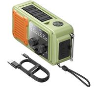 Aramox Radio Radios Portátil Am FM con Batería 2000mAh Linterna Luz De Lectura Alarma SOS Brújula Tipo C Cargador USB para El Hogar Al Aire Libre Supervivencia De Huracanes