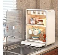 Aramox Rejilla para Tazas, Escurridor de Tazas de PP PET Transparente con Tapa, Caja de Almacenamiento de de Escritorio para Juegos de té y de Agua, Organizador que Ahorra Espacio para la Encimera