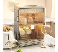 Aramox Rejilla para Tazas, Escurridor de Tazas de PP PET Transparente con Tapa, Caja de Almacenamiento de de Escritorio para Juegos de té y de Agua, Organizador que Ahorra Espacio para la Encimera