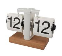 Aramox Reloj de Escritorio con Tapa, Reloj Mecánico con Base de Madera, Pantalla Digital con Pilas de 12 Horas Am PM, Páginas Desmontables, Perilla de Tiempo Fácil para Estante de Escritorio de
