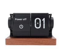 Aramox Reloj de Escritorio Mecánico Automático con Tapa, Gestión Eficiente del Tiempo para Escritorio de Oficina, Hogar, Sala de Estar con Base de Madera (Black)