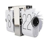 Aramox Reloj de Escritorio Silencioso con Tapa Automática, 12 Horas para Decoración de la Oficina en el Hogar, Reloj Digital con Tapa de un Lado, Estilo Vintage, Acero Inoxidable y PVC