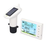 Aramox Sensor de Nivel Ultrasónico, Monitor de Tanque de Agua Inalámbrico ABS de 1 a 5 M con Transmisión de 328 Pies, Pantalla LCD de Profundidad y Temperatura, Alarma Alta y Baja para Tanques