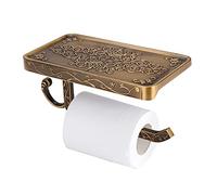 Aramox Soporte para Papel de Baño Montado en la Pared, Latón Antiguo, con Estante, 7,2 X 3,94 X 0,79 Pulgadas, para Baño, Decoración Minimalista del Hogar (Antigüedad)