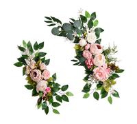 Aramox Swag Floral de de Boda Artificial, Decoración Floral de Tela de Seda para Bodas, Decoración del Hogar, 70 Cm Grande y 60 Cm Pequeño para Eventos Elegantes (Pink)