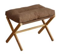 Aramox Taburete Plegable para Pies, Reposapiés Moderno Otomano con Patas en X, Cojín de Espuma Gruesa, Taburete Plegable para Maquillaje, Dormitorio y Sala de Estar, Vestidor (Café)