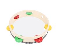 Aramox Tambor de Pandereta, Instrumento de Percusión de Mano de Madera de Haya con Cascabeles de Cuero de PU y Metal, Campana Educativa Musical para Interpretación Manual, Niños Adultos (8 pulgadas)