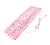 Aramox Teclado Silencioso, Teclado de Membrana Mecánico con Cable USB con Soporte Ajustable, Diseño QWERTY de 104 Teclas para Juegos de Oficina en Casa Portátil (Pink)
