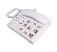 Aramox Teléfono con Botones Grandes, Teléfono Fijo con Cable ABS con Control Remoto SOS, 9 Botones de Marcación Rápida de Imagen, Timbre Fuerte Ajustable y Volumen del Auricular para Personas