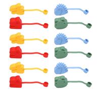 Aramox Toppers de Paja de Silicona Reutilizables, Formas de Dinosaurios, Tapas a Prueba de Fugas para Bebidas, Conjunto de 12, Encantadores Dinosaurios de Dibujos Animados, Ideales