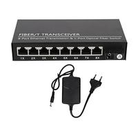 Aramox Transceptor de Fibra Ethernet, Tx1310nm RX1550nm 100-240V 1 Transceptor de Fibra de Puerto óptico para el Hogar hasta 25 Km (Enchufe de la UE)