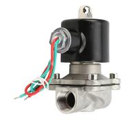 Aramox Válvula Solenoide Normalmente Cerrada de Acero Inoxidable de Actuación Directa 304 1/2 Pulgada 1mpa 80 ℃ para Aceite de Aire Hilo Femenino (AC380V)