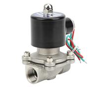 Aramox Válvula Solenoide Normalmente Cerrada de Acero Inoxidable de Actuación Directa 304 1/2 Pulgada 1mpa 80 ℃ para Aceite de Aire Hilo Femenino (AC220V)