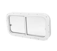 Aramox Ventana Marina, Ventana Corrediza Redondeada con Marco de Aluminio, 800x400 Mm para Barcos y Yates (Aleación de aluminio+vidrio templado+goma 2)