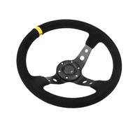 Aramox Volante Desplazado Volante de Carreras Universal de 14 Pulgadas, Marco de Aluminio con Bocina, Agarre Cómodo para Automóviles y Vehículos de Carreras (YELLOW)